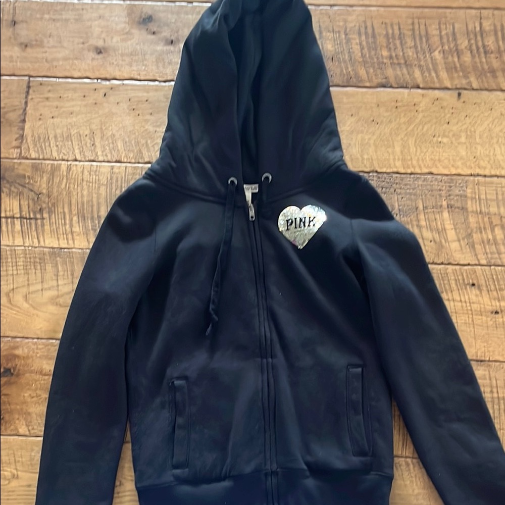 PINK Victoria's Secret Black Hoodie Jacket